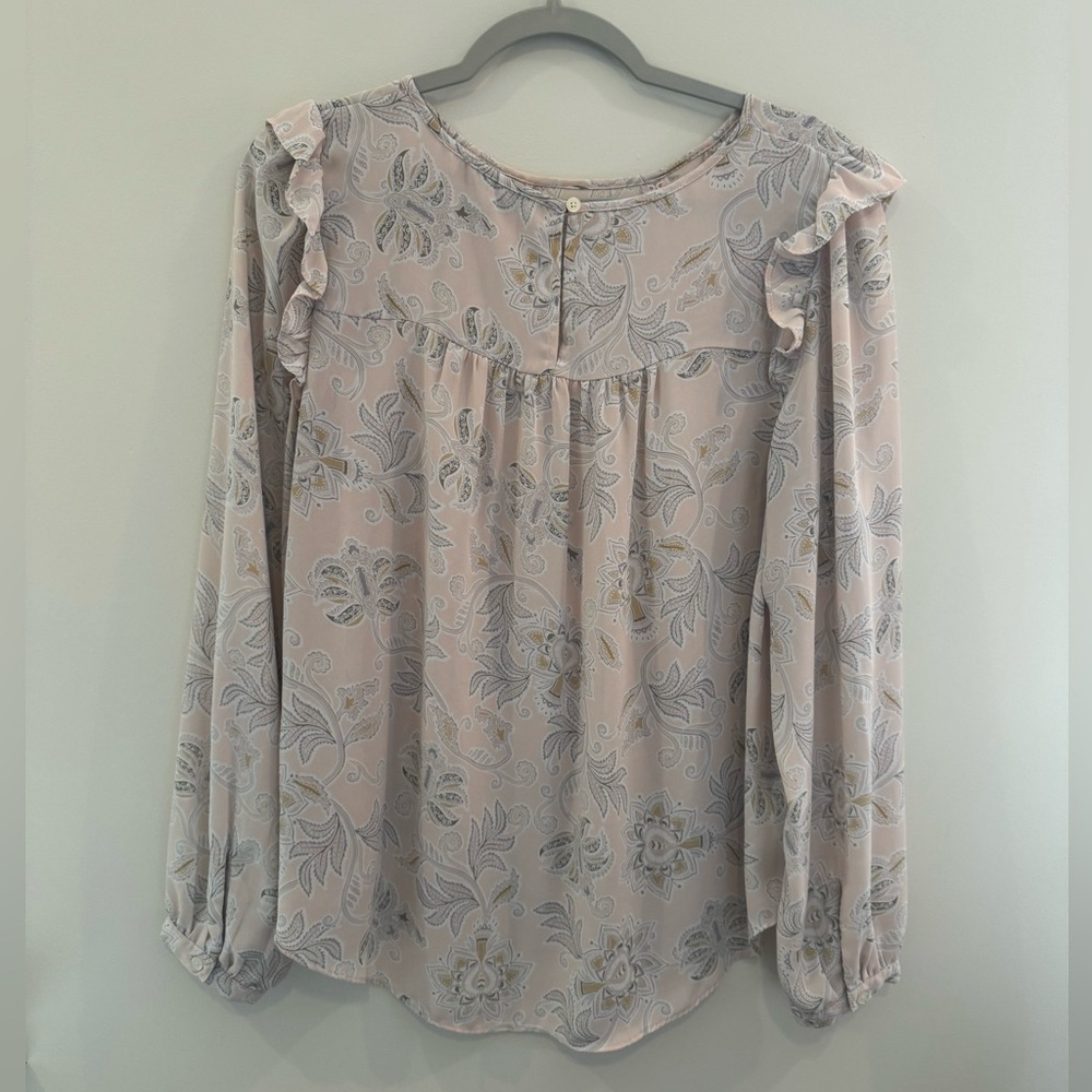 Loft Pink Floral Long Sleeve Shirt - Picture 5 of 7